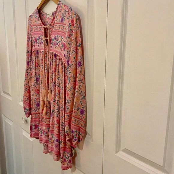 Goodnight Macaroon Sherry Pink Boho Print Long Sleeve Mini Dress Medium - Picture 6 of 10